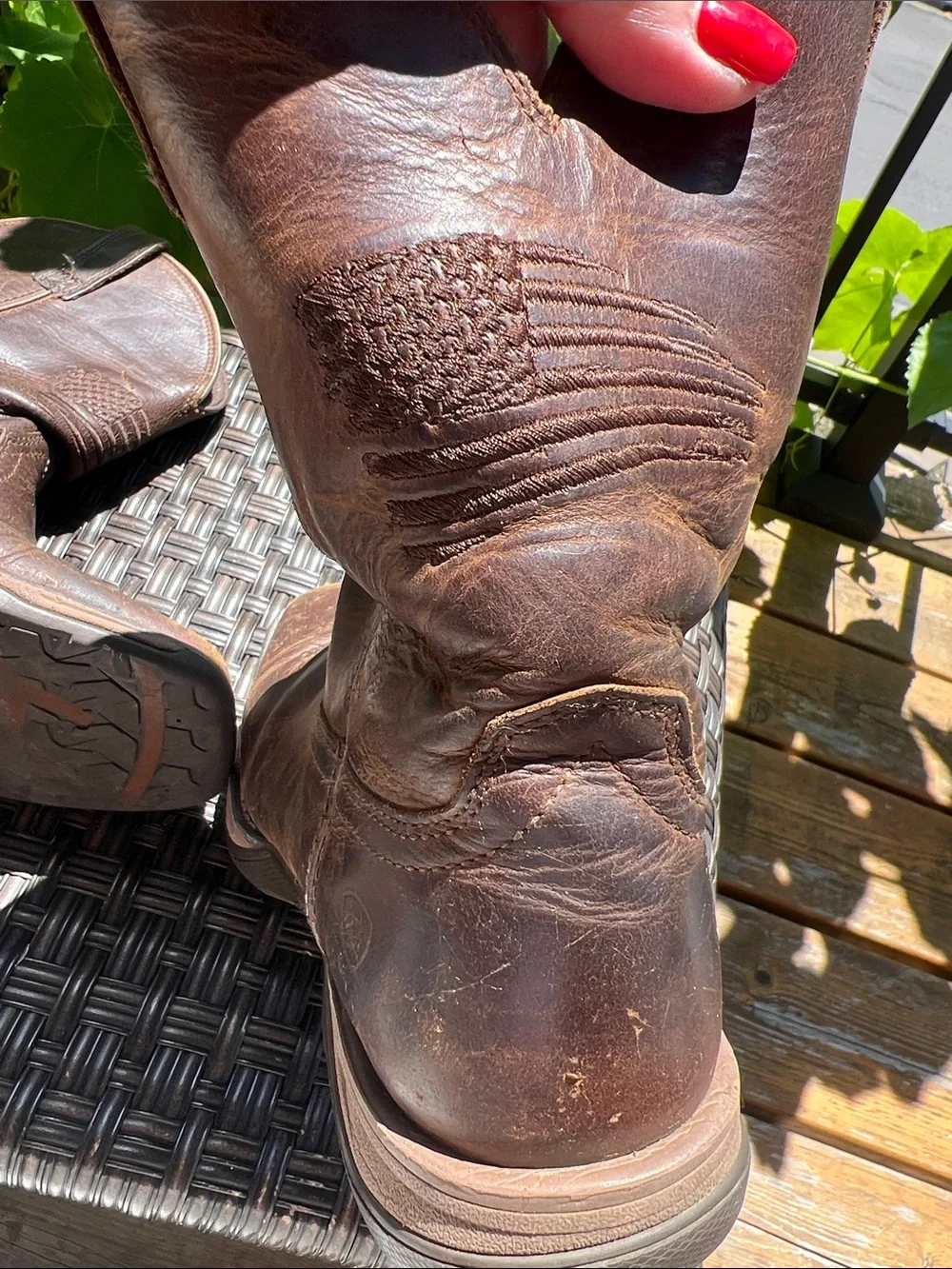 Ariat Brown Leather Cowboy Ankle Boots